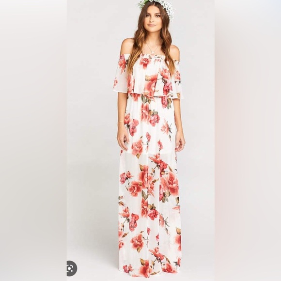 Show Me Your Mumu Floral Hacienda In Lady Rose Ivory Long Maxi Dress XS - Picture 1 of 8